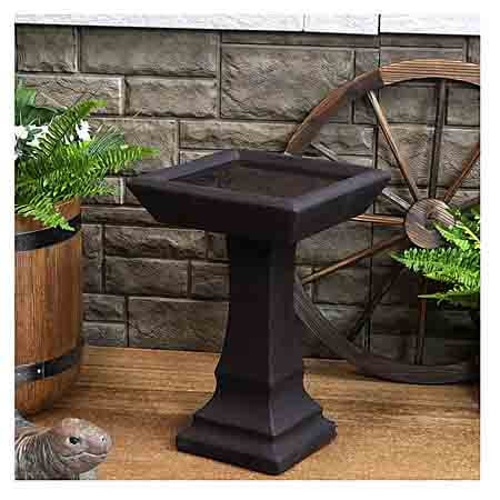 Sunnydaze Simply Square Modern Outdoor Bird Bath